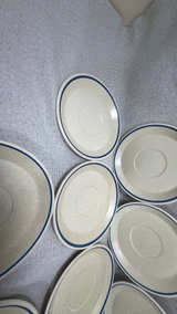 Lenox Dewdrop Saucers 9 pcs Blue Trim 6” Perfect Condition - Image 3