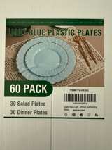 Lullaby Light Blue Plastic Plates with Gold Rim (60 pcs) - Image 3