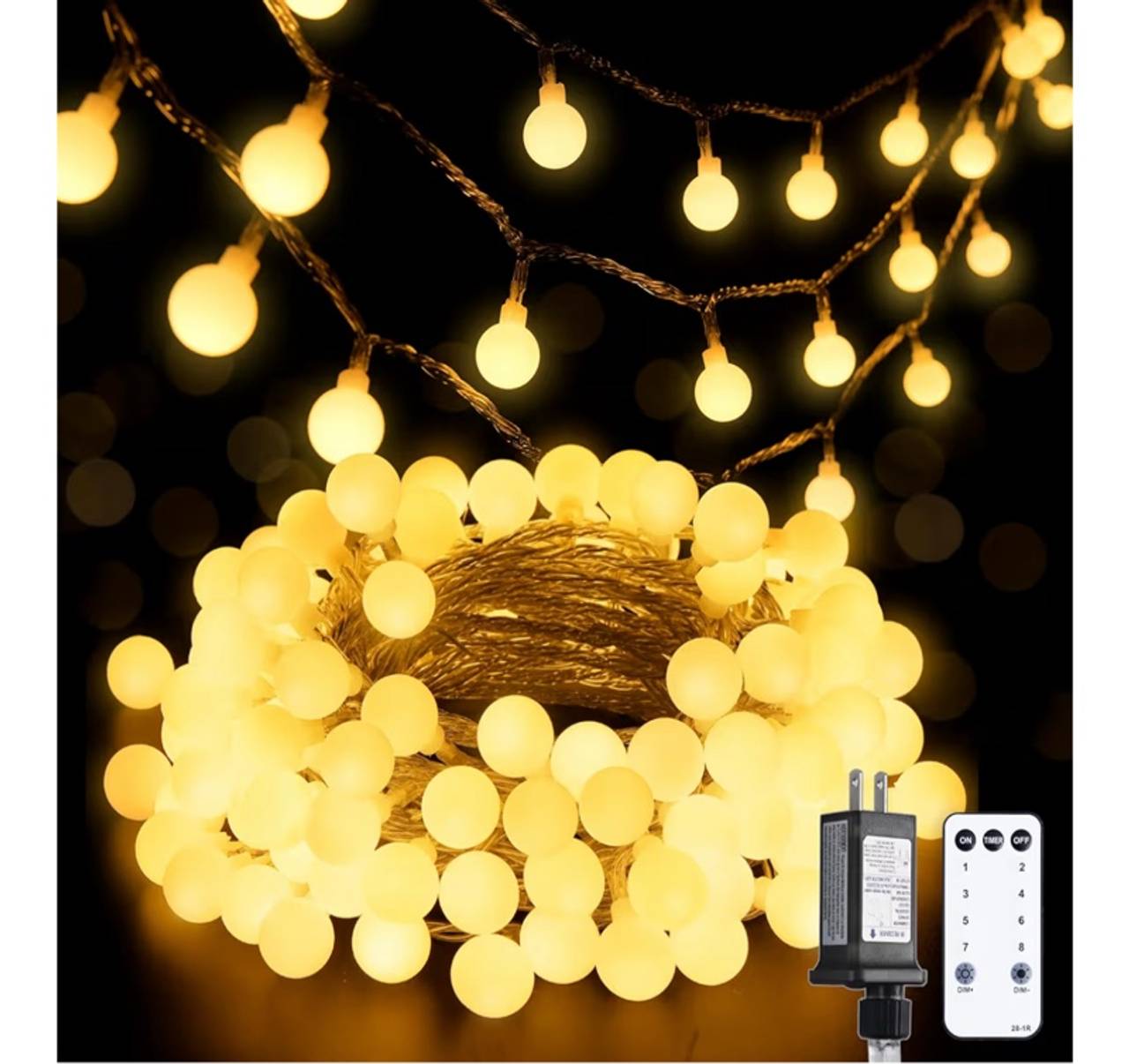JMEXSUSS 100 LED Connectable Globe String Lights Indoor Bedroom, No Remote