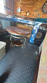 Round Wood and Metal End Table - Image 2
