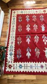 Vintage Handwoven Kilim Rug with Fish and Floral Pattern - Image 4