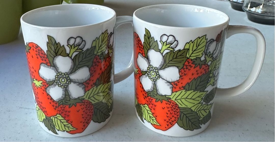 2 Fitz & Floyd Strawberry Mugs