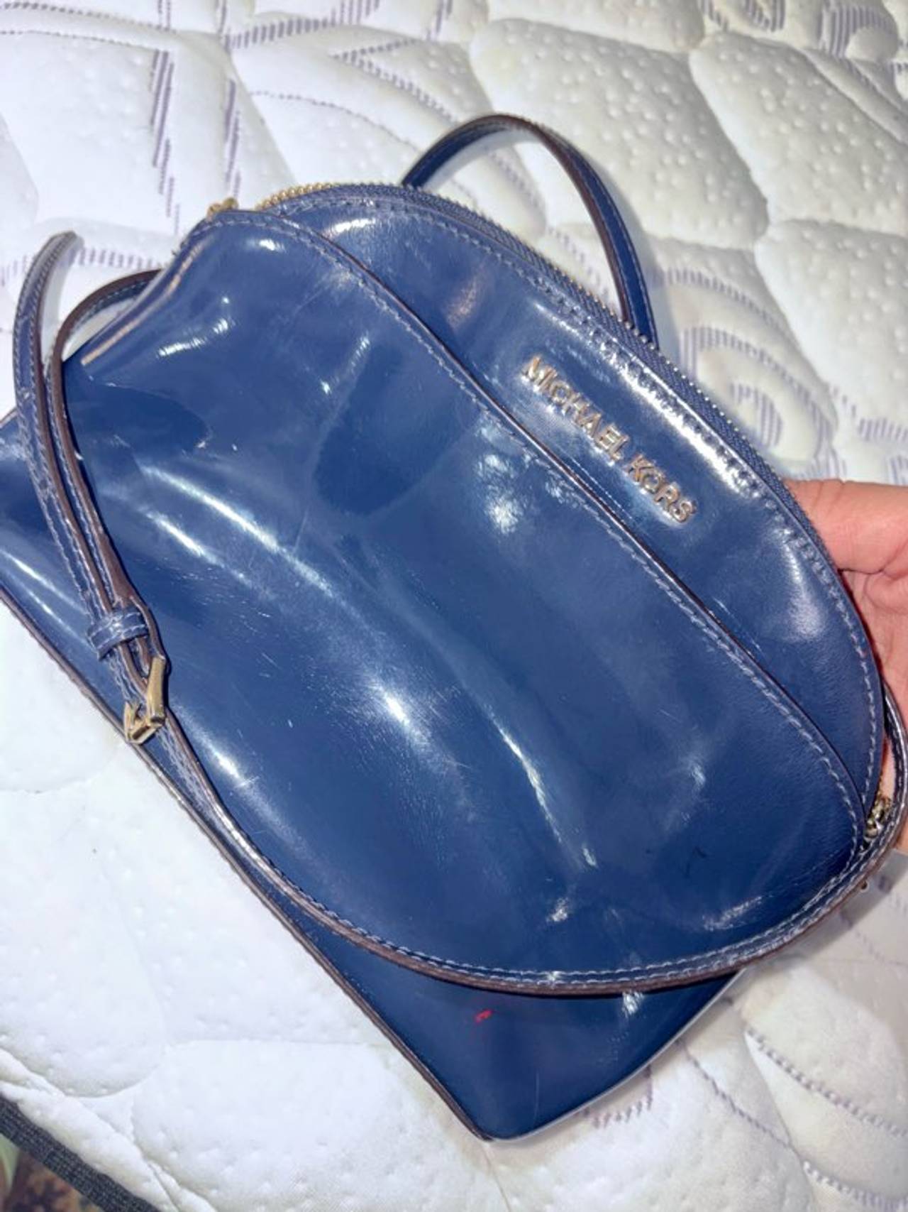 Michael Kors Jet Set Emmy Leather Dome Crossbody Bag Medium - BLUE