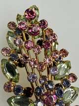 Vintage Joan Rivers Rhinestone Floral Brooch Flower Spray Bouquet Pin - Image 5