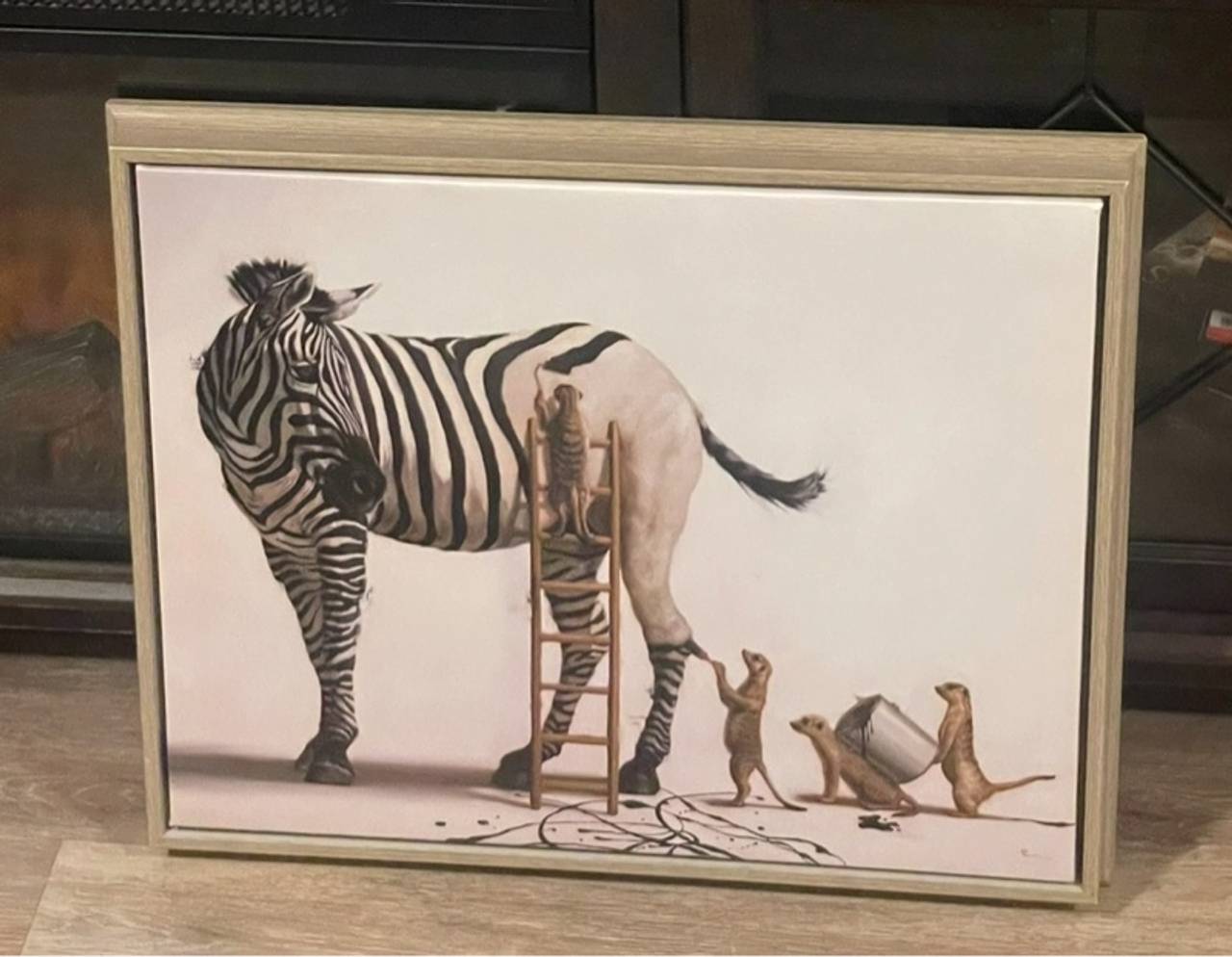 Stupell Industries Meerkats Painting Zebra Stripes Canvas