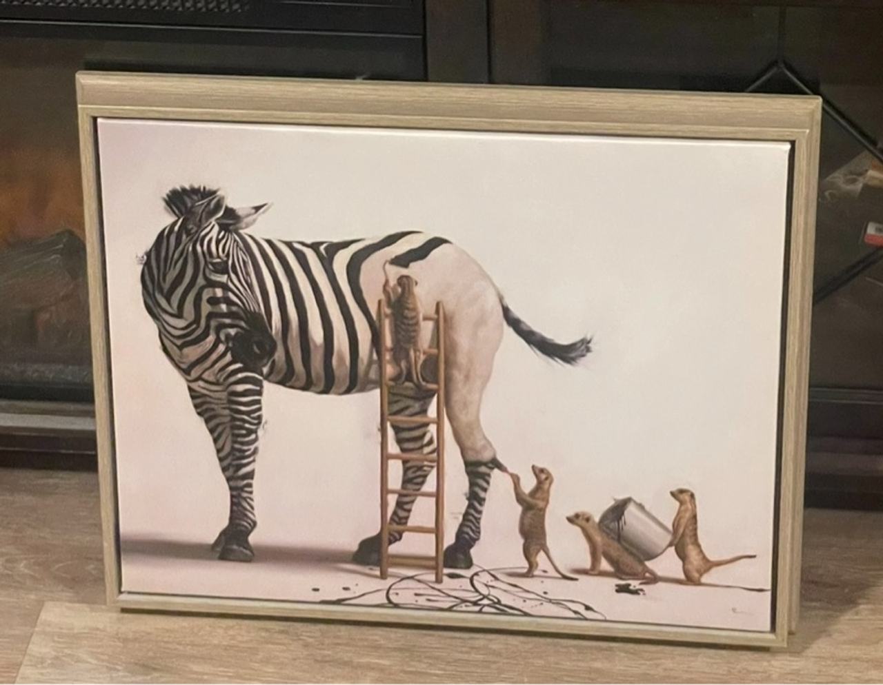 Stupell Industries Meerkats Painting Zebra Stripes Canvas