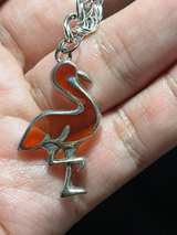 Sterling Silver Flamingo Pendant Necklace – Red Inlay, 925 CHO - Image 3