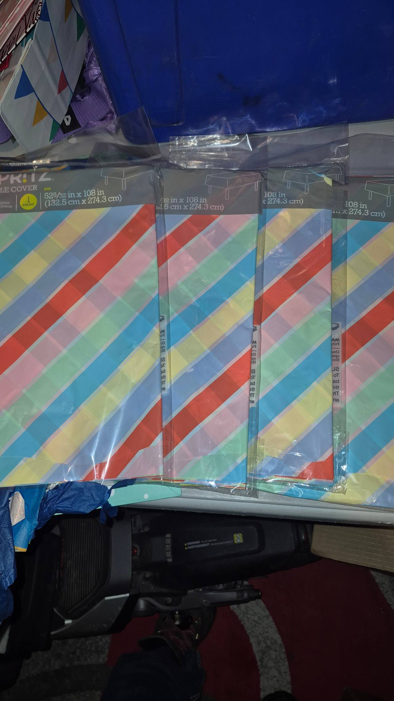 Spritz Rainbow Striped Plastic Table Cover