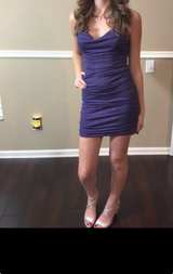 Windsor Purple Glitter Ruched Homecoming Dress - Image 4