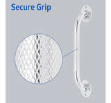 Medline Knurled Chrome 12” Grab Bar for Shower & Bathtub, Independence & Ease - Image 6