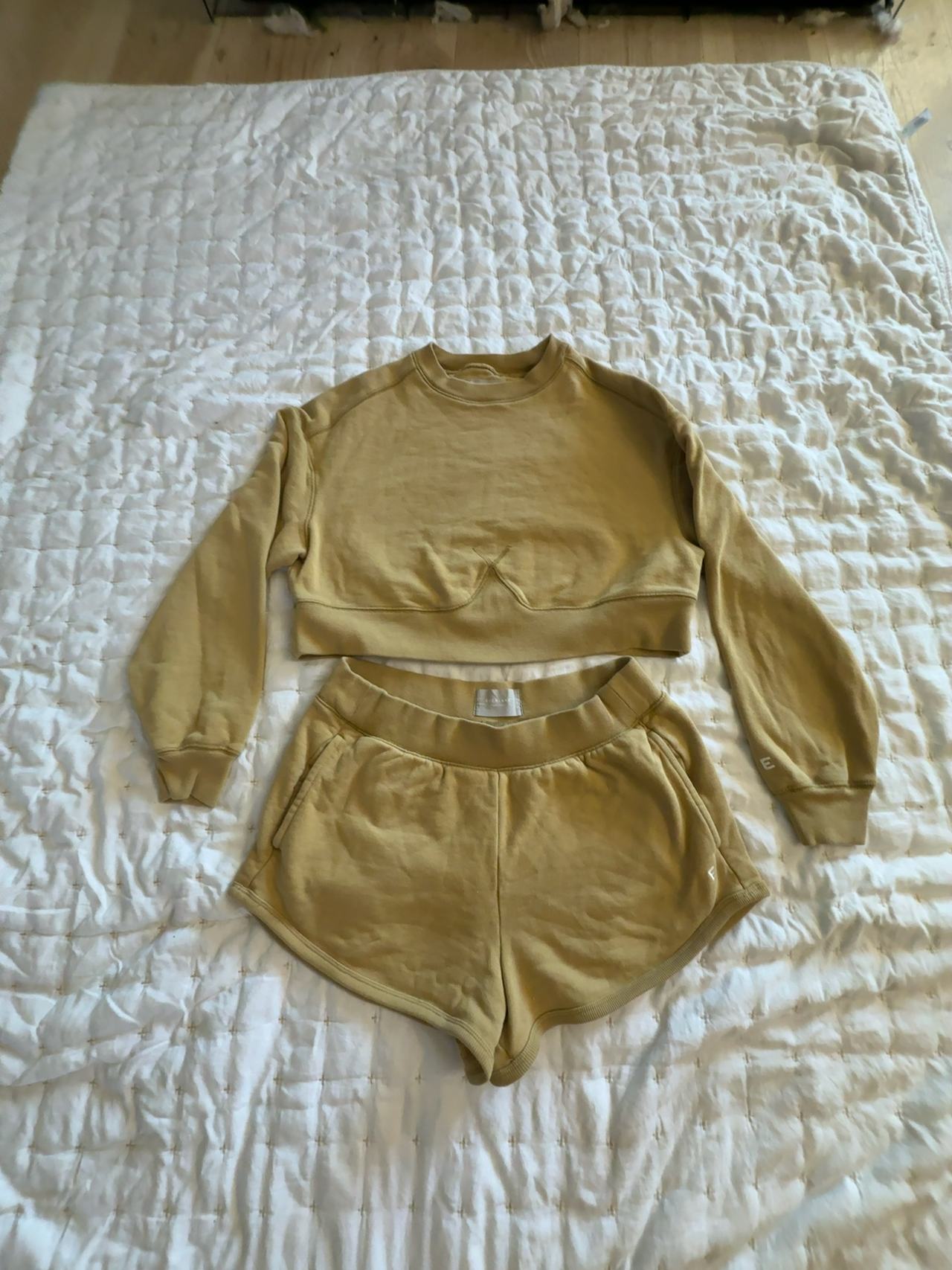 Everlane Terry Cropped Pullover and Shorts Set S/M