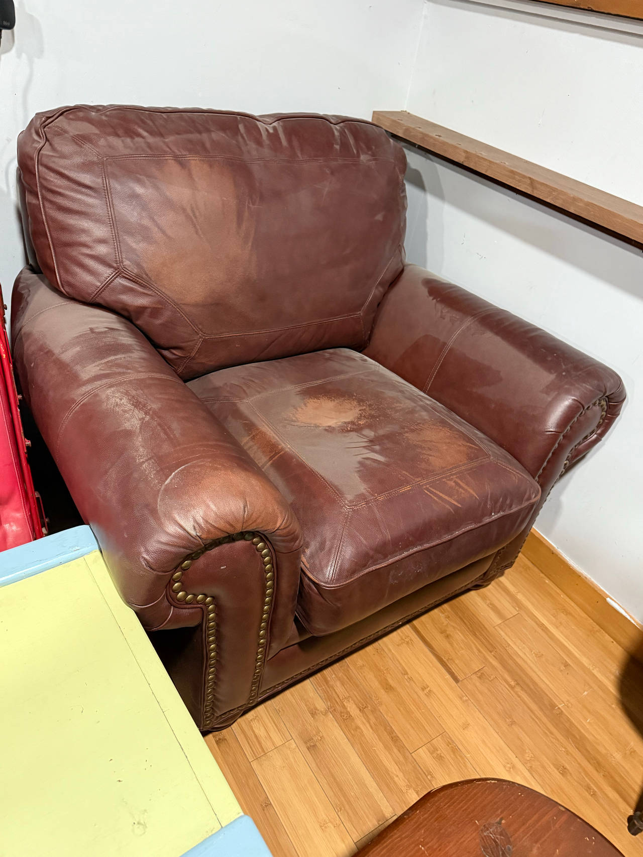 Leather Club Chair with Nailhead Trim