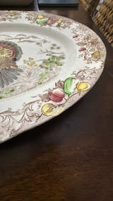 Japanese Transferware Turkey Platter Oval Brown 18" - Image 3