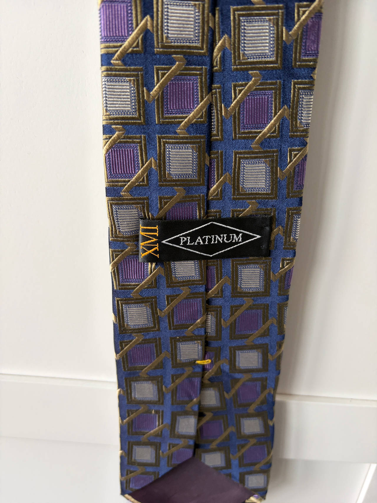 XMI Platinum Geometric Silk Tie