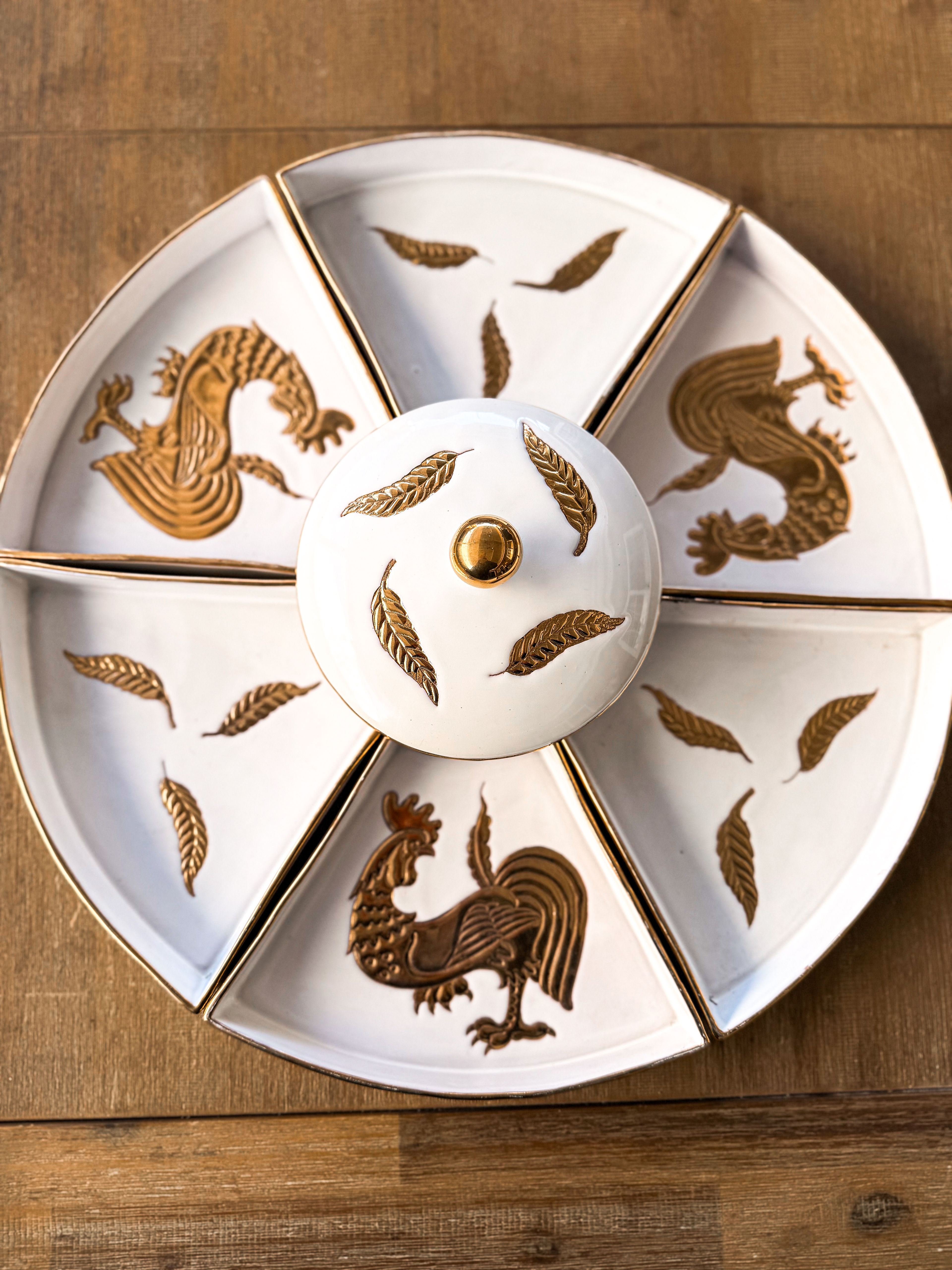 Hand-Painted Gilded Divided Serving Platter Charcuterie Saks Fifth Ave Original - Image 5