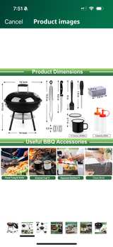 Joyfair 14-inch Portable Charcoal Grill with Tools - Image 2