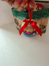 Vintage Twelve Days of Christmas Ornament Set 12pc + Box Paper Mache Balls - Image 7