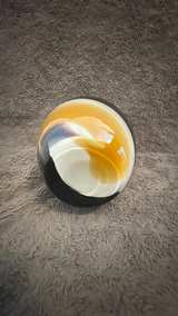 Hand Blown Art Glass Vase – Amber, Black & Cream Swirl – Modern Sculptural Decor - Image 7
