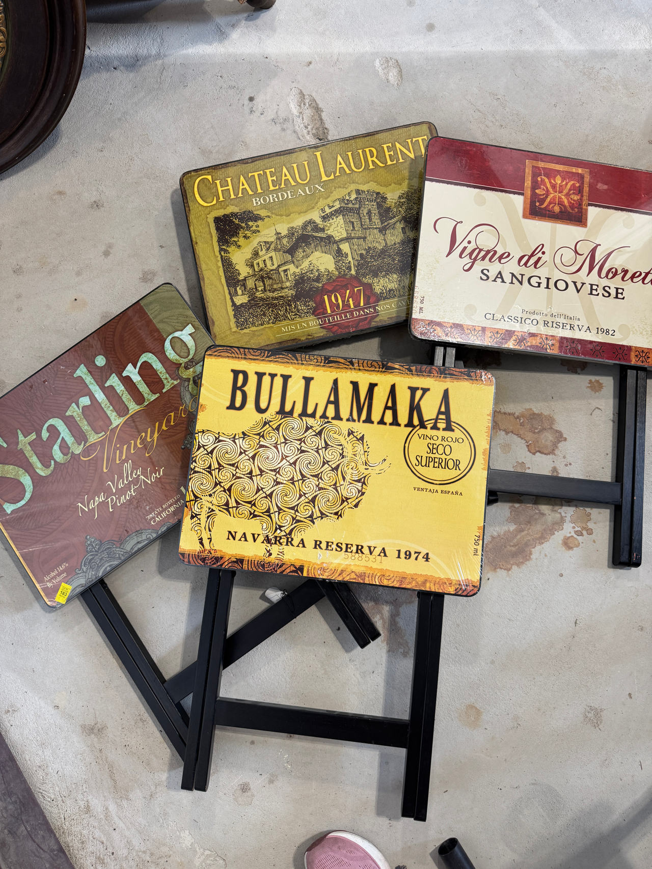 Vintage Wine Label Folding TV Trays