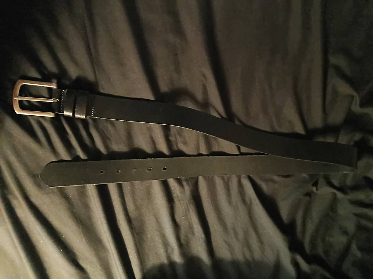 Black Leather Belt with Silver Buckle