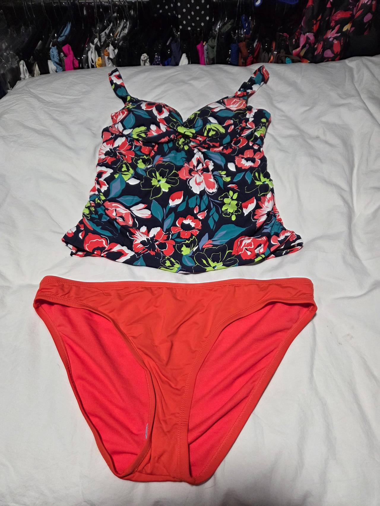 Kona Sol Floral Twist Front Tankini Set