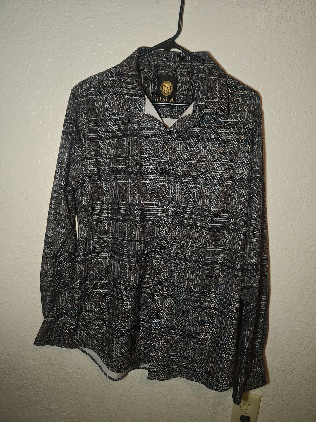 Platini Geometric Print Long Sleeve Button Down Shirt