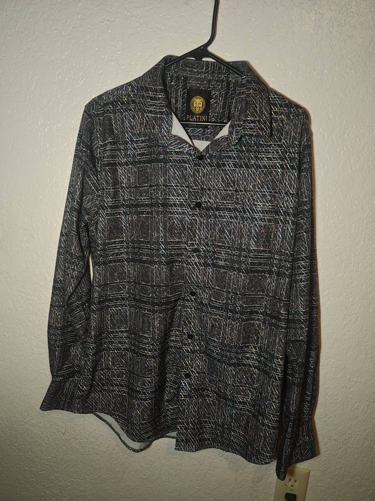 Platini Geometric Print Long Sleeve Button Down Shirt