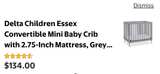 NEW Delta Children Essex Convertible Baby Crib Twin Bed 2.75-Inch Mattress Grey - Image 5