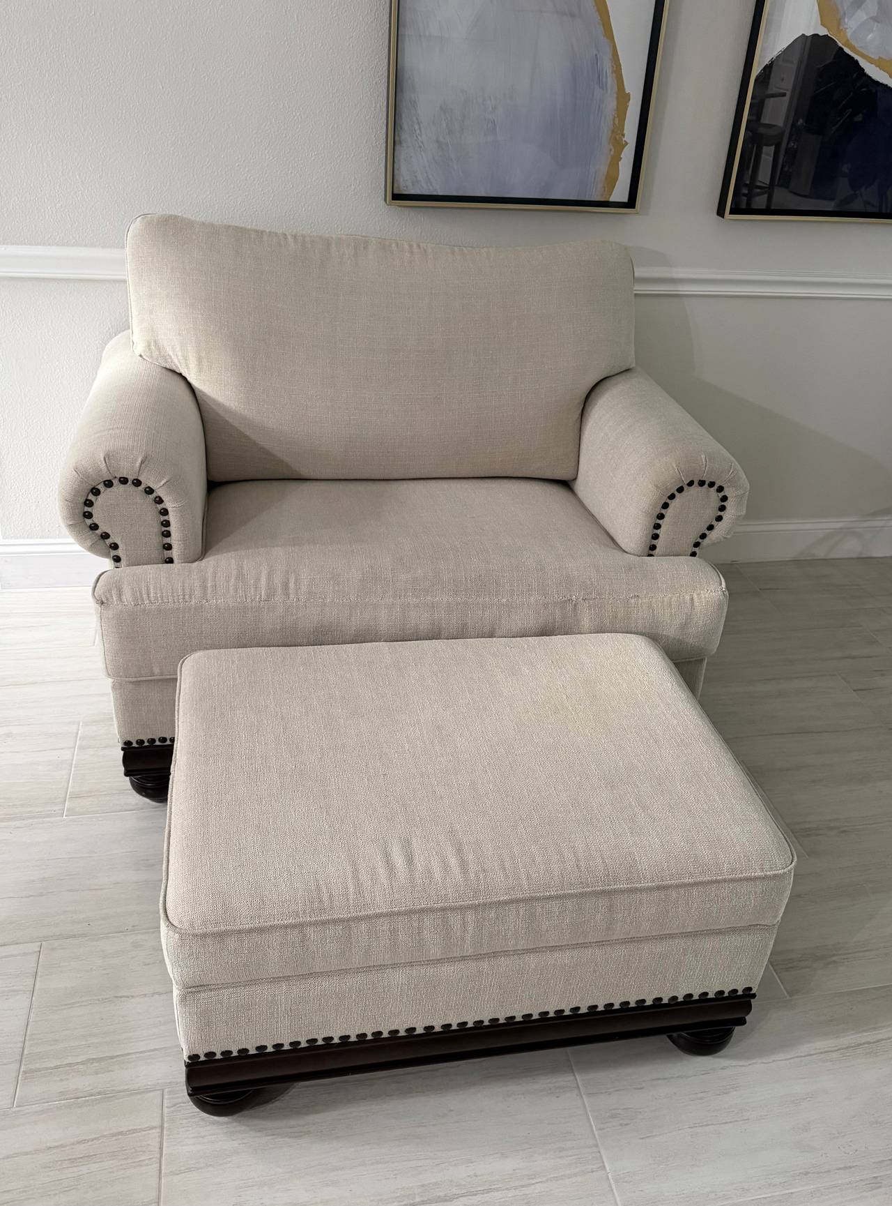 Oversized Chair and Ottoman with storage