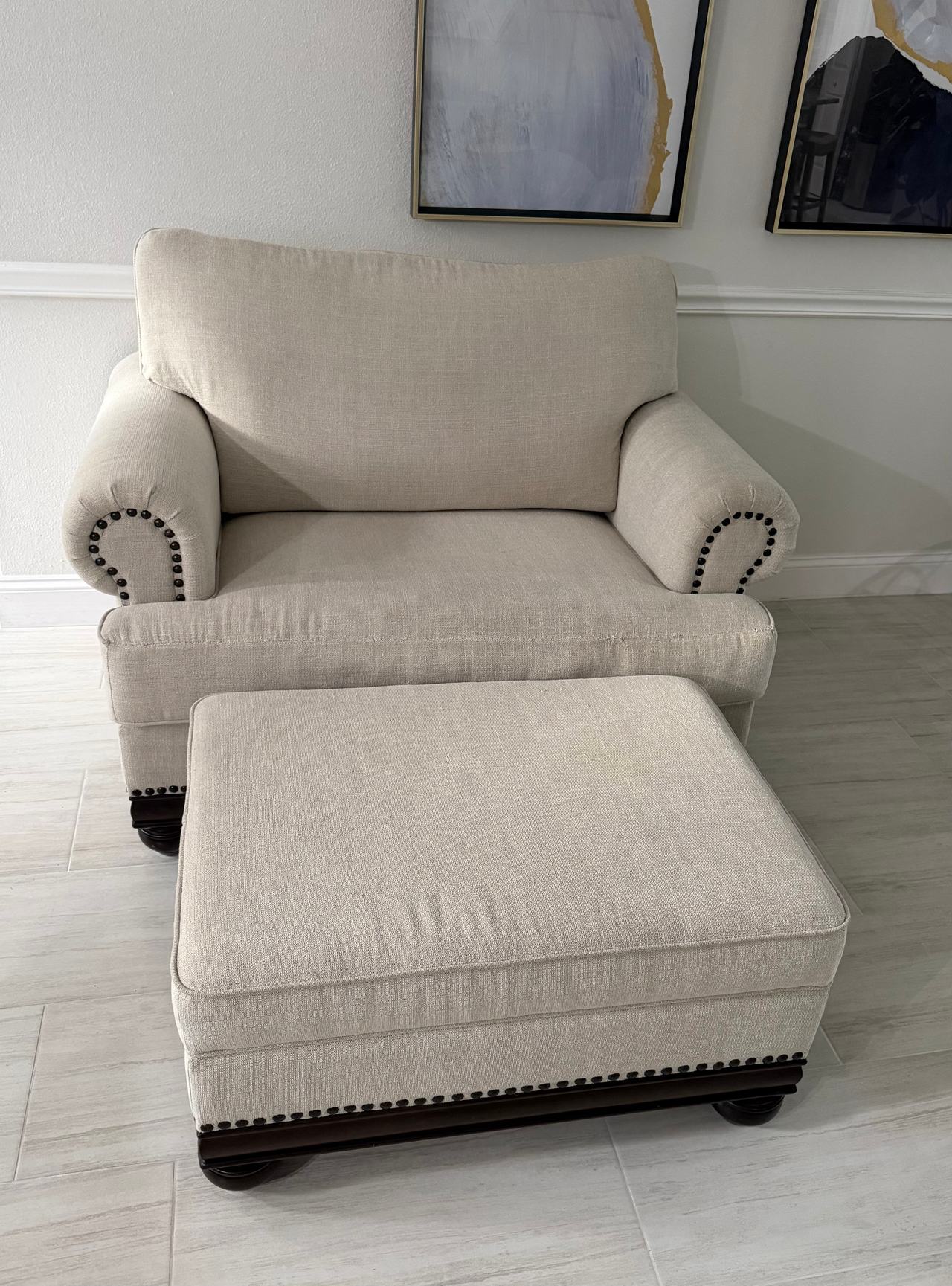 Oversized Chair and Ottoman with storage