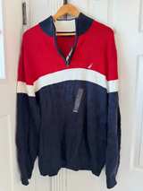 Nautica Colorblock Quarter-Zip Pullover Sweater XL - Image 1