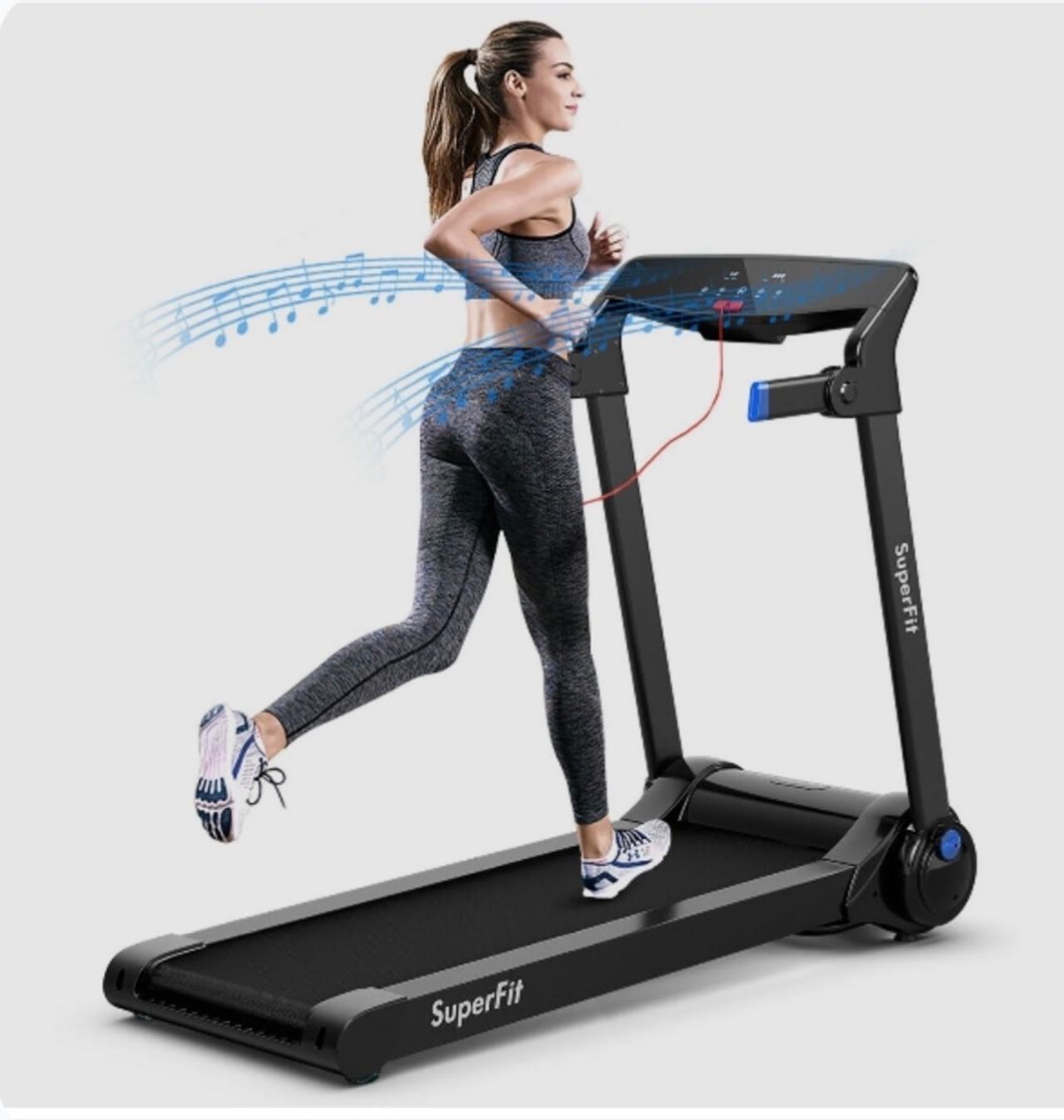 Costway 3HP Folding Electric Treadmill Running Machine w/ Speaker Blue