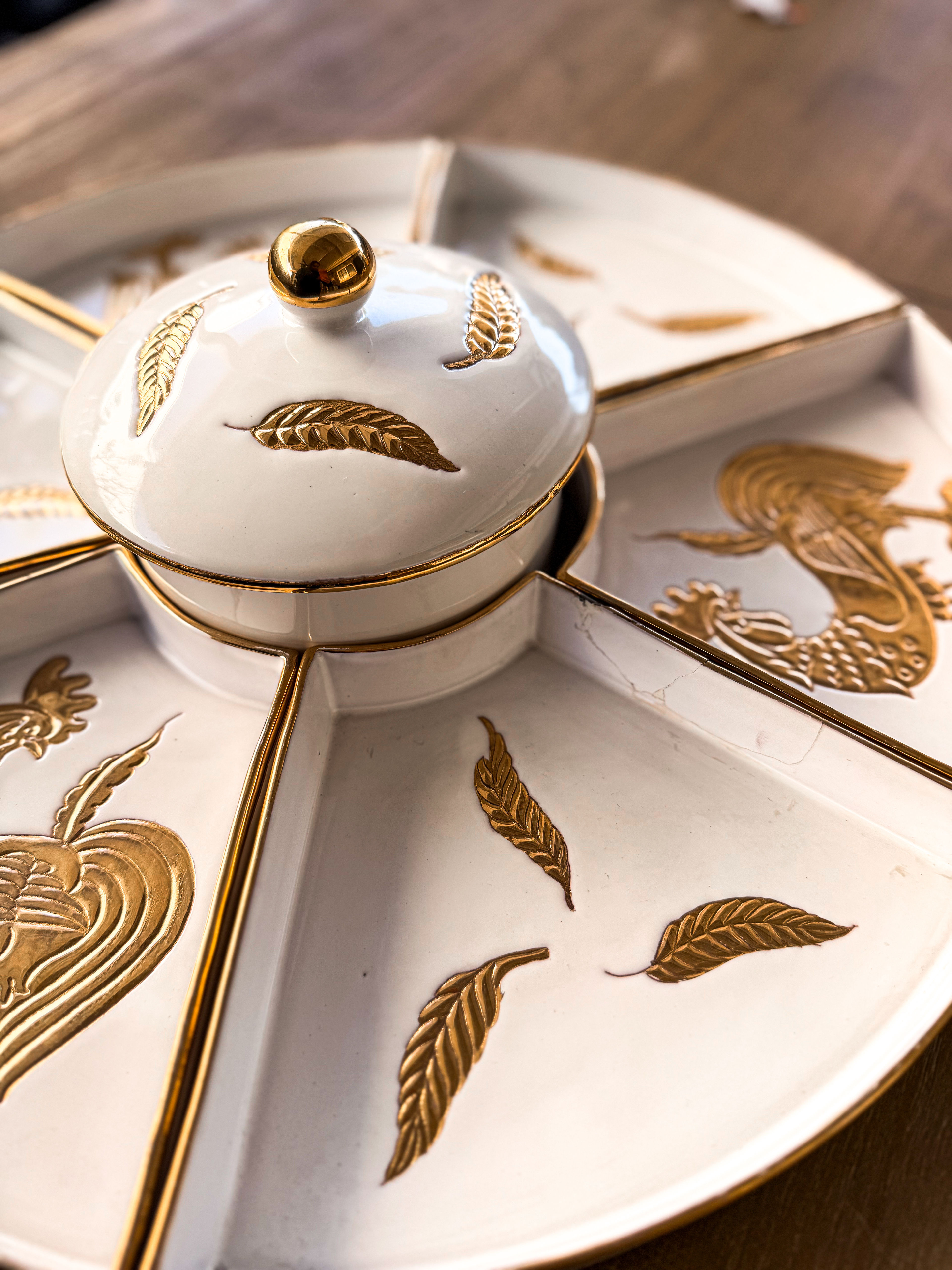 Hand-Painted Gilded Divided Serving Platter Charcuterie Saks Fifth Ave Original - Image 7