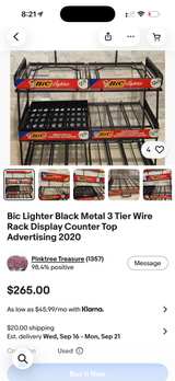 Bic Lighter Black Metal 3 Tier Wire Rack Display Counter Top Advertising - Image 2