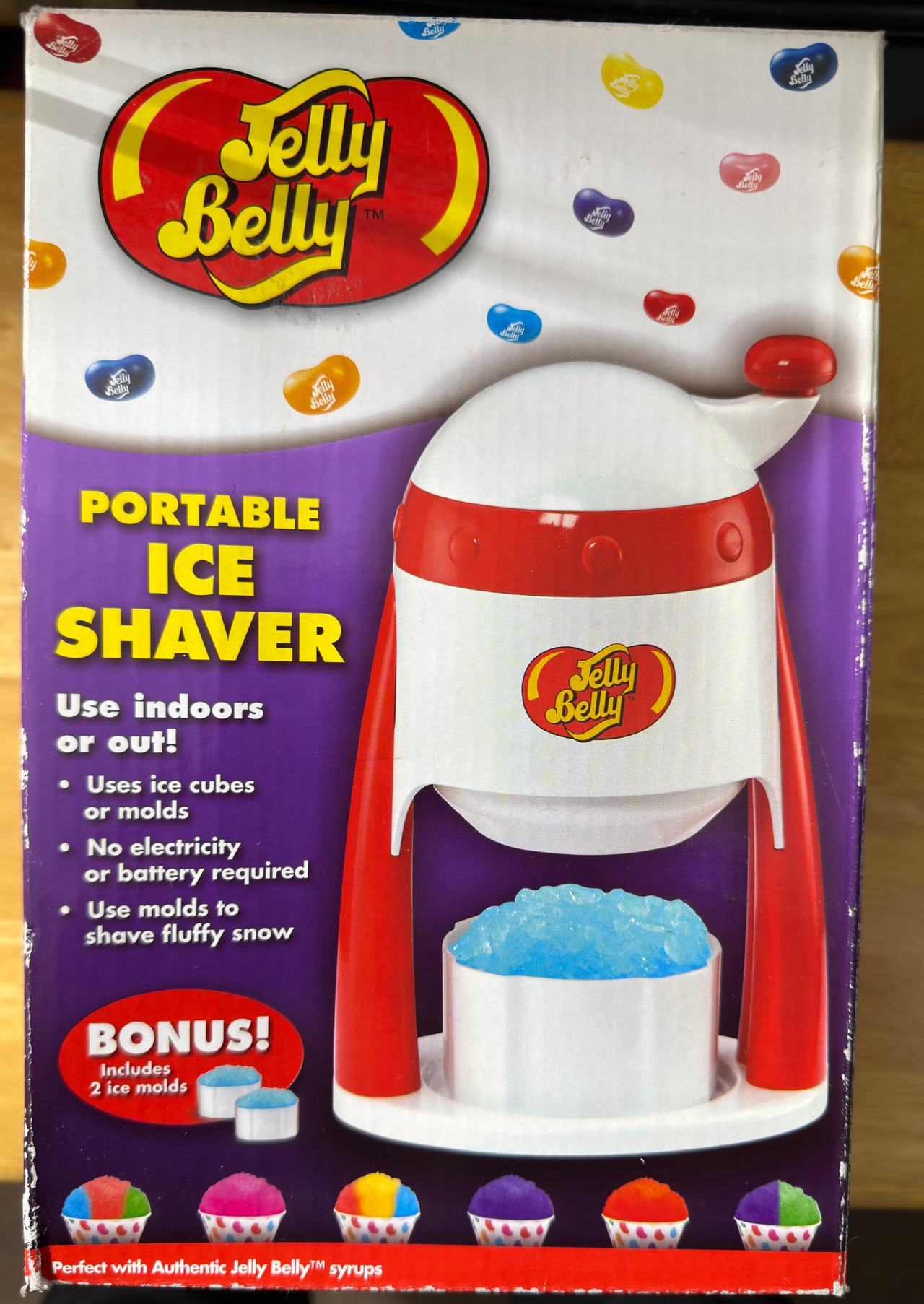 NEW Jelly Belly Portable Ice Shaver – Manual Snow Cone Maker w/ Ice Molds