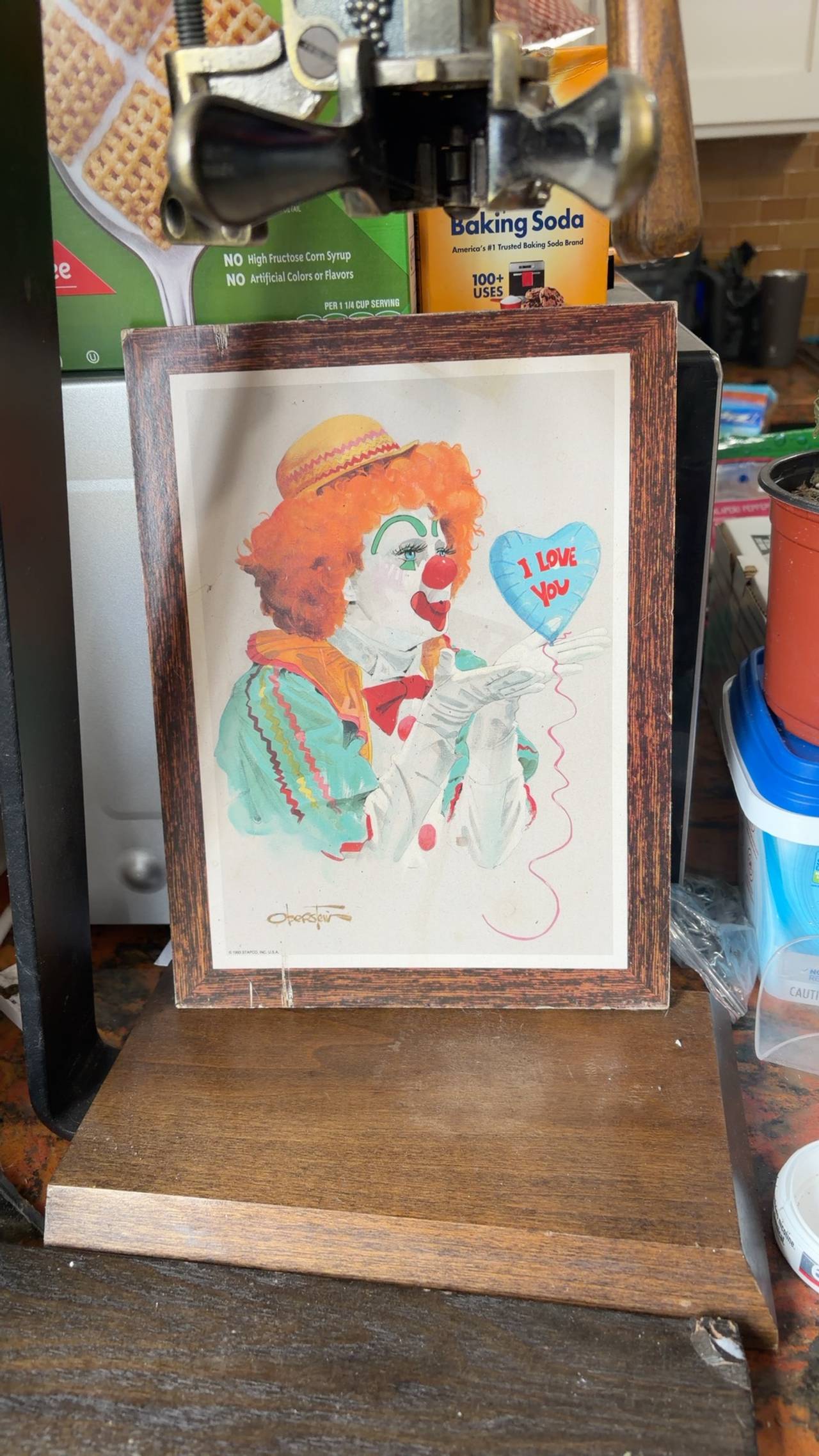 Zelda Caren Operstein Clown I Love You Balloon Shadowbox Art