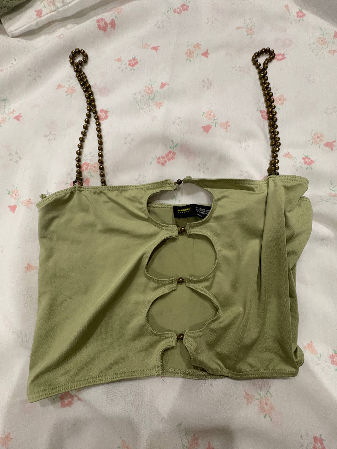 Beaded Strap Cut-Out Crop Top