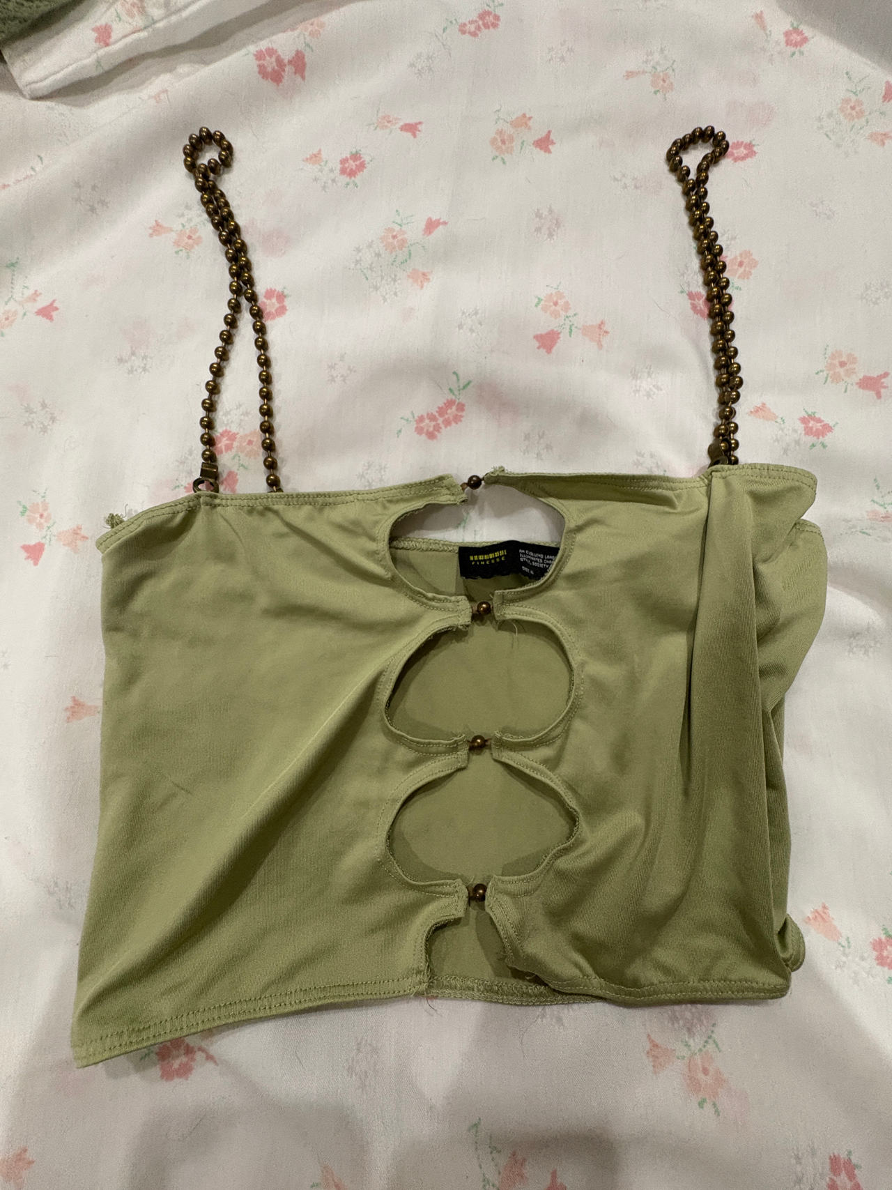 Beaded Strap Cut-Out Crop Top