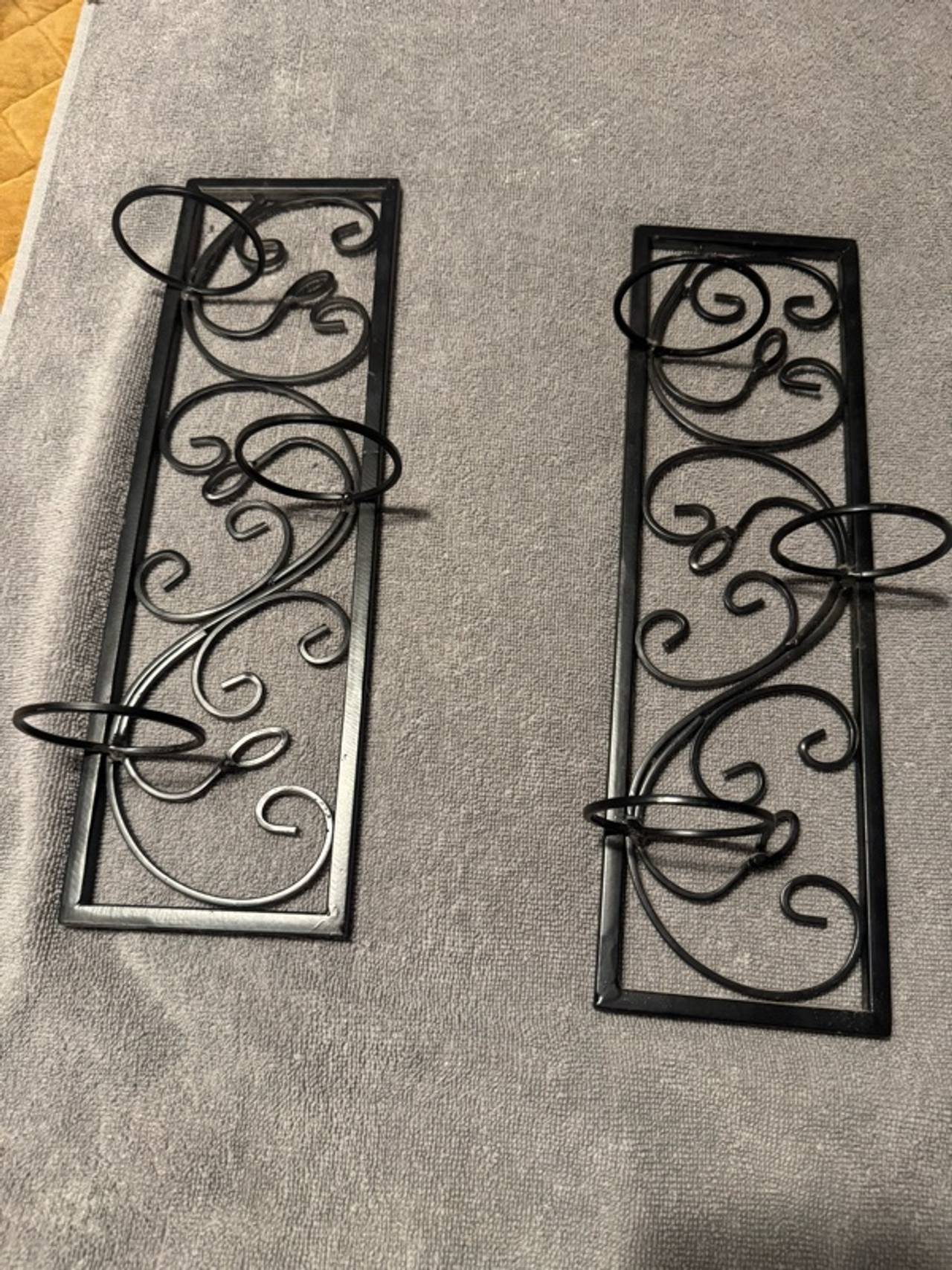 Black Metal Wall Sconce Candle Holders Set of 2