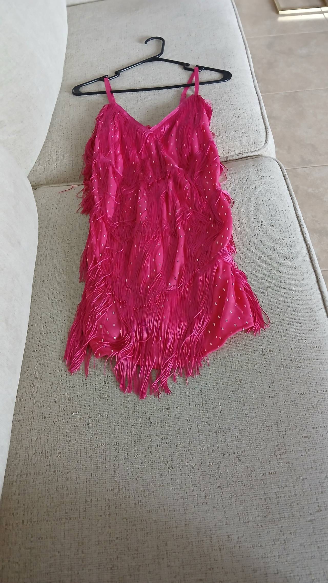 Hot Pink Sequin Fringe Dance Dress
