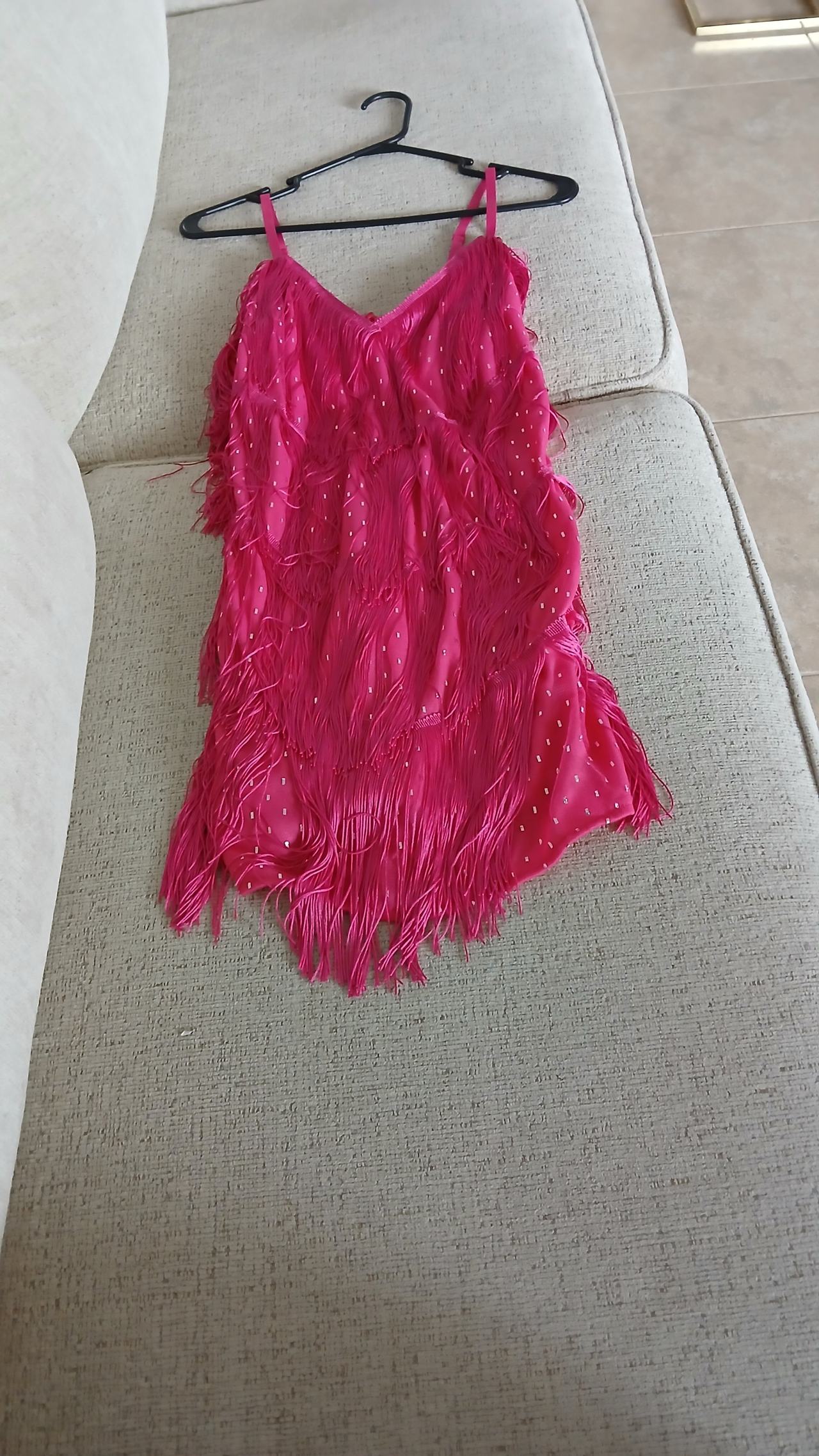 Hot Pink Sequin Fringe Dance Dress