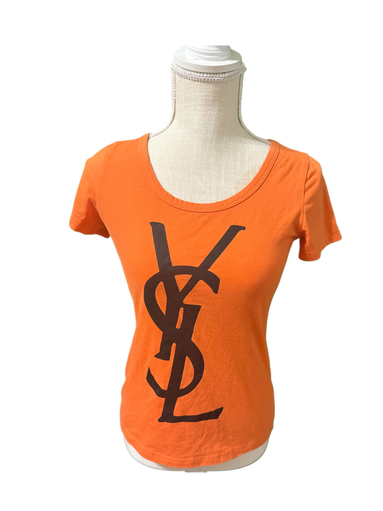Yves Saint Laurent Vintage Logo T-Shirt Orange