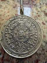 Vintage Alpaca Silver Aztec Calendar Keychain - Image 2