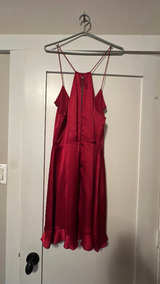 Red Satin Ruffle Dress - Image 2