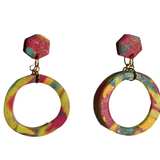 Handmade Marbled Polymer Clay Hoop Earrings - Image 1