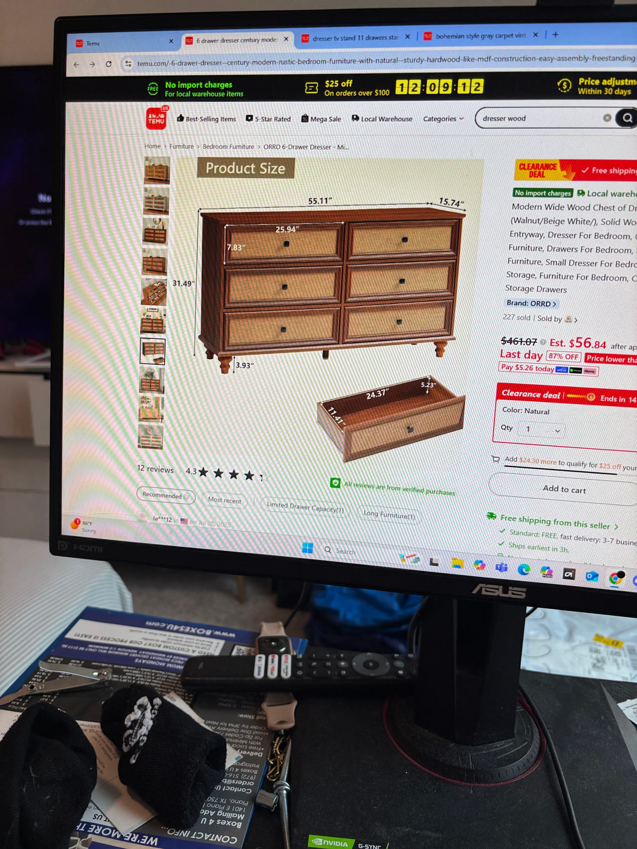 Wood 6-Drawer Dresser