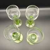 Vintage Green Stem Etched Cordial Glasses - Image 3