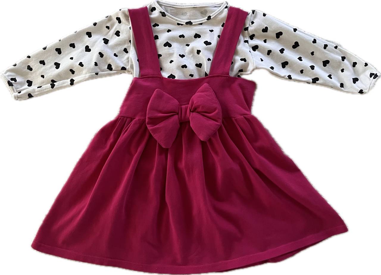 Toddler Girl 3-Piece Magenta Heart Dress Set 2T