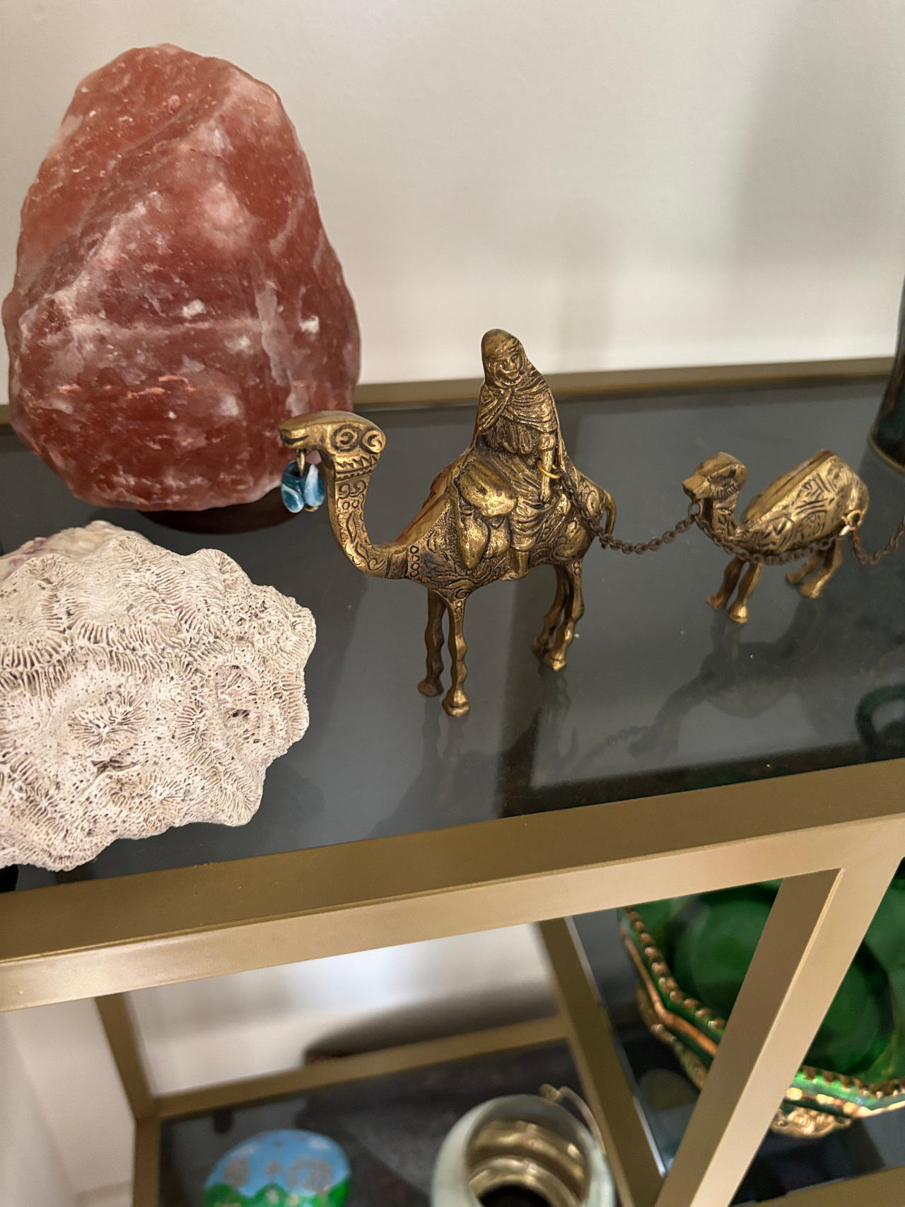 Vintage Brass Camel Caravan Statue Set