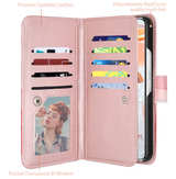 Samsung Galaxy S22 Case, Galaxy S22 Case Wallet,Rose Gold Marble 9 Card Holder - Image 5